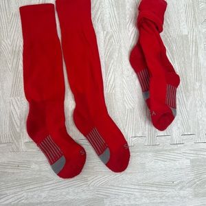 Kid’s 2 Pairs Red and Gray Baseball Socks Small